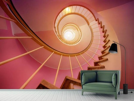 Wall Mural Photo Wallpaper Spiral staircase in pink