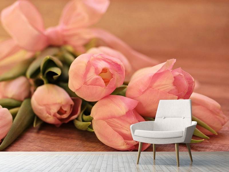 Papier peint photo Bouquet de tulipes romantiques