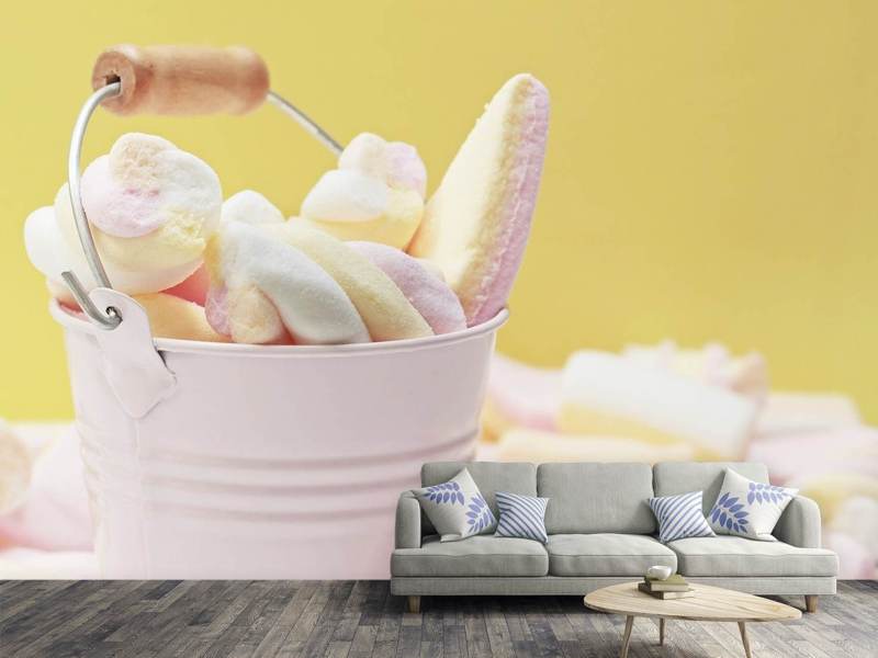 Wall Mural Photo Wallpaper Marshmallow in the bucket