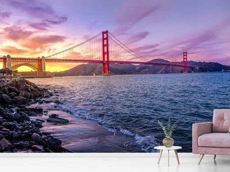 Fototapet Golden Gate in the evening
