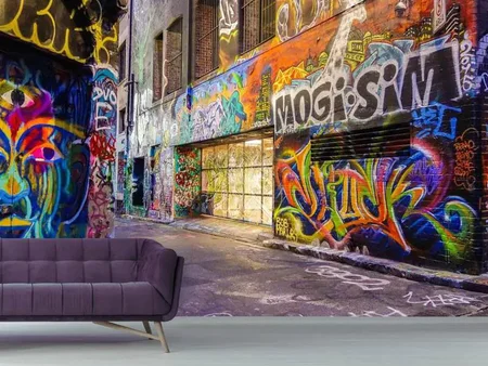 Fototapete Häuser mit Graffiti