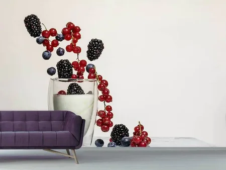 Wall Mural Photo Wallpaper Yogurt with berries