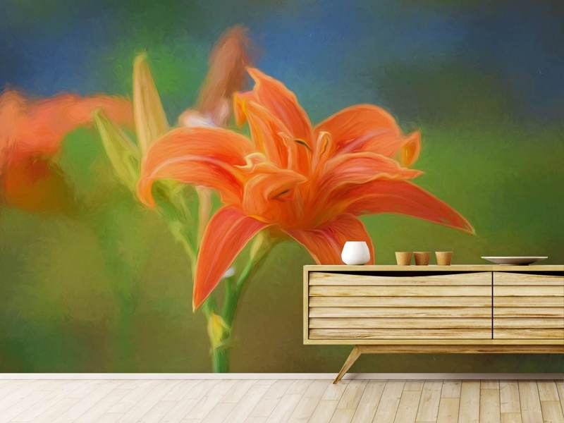 Wall Mural Photo Wallpaper Painting of a lily