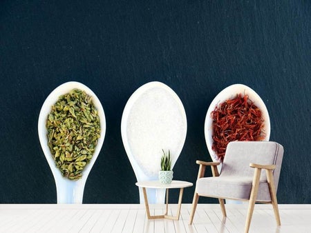 Wall Mural Photo Wallpaper Italian spices in the spoon