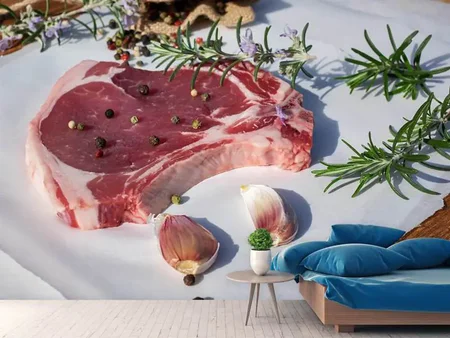 Wall Mural Photo Wallpaper Raw veal cutlet