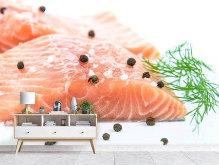 Fototapet Raw salmon