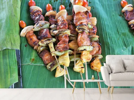 Wall Mural Photo Wallpaper Grilled meat kebab