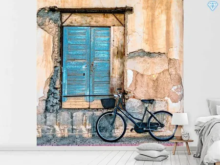 Fotobehang Old Window And Bicycle