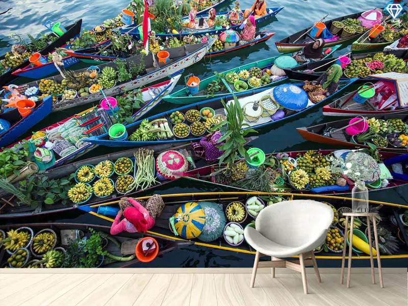 Wall Mural Photo Wallpaper Banjarmasin Floating Market