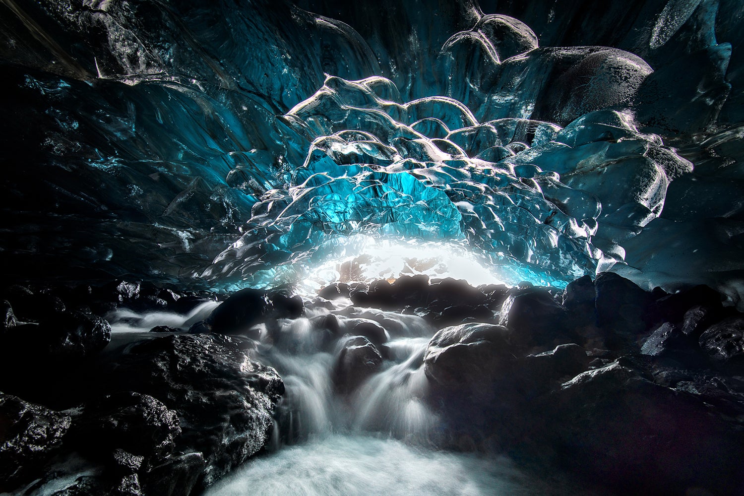 Wall Mural Photo Wallpaper Blue Glacier Cave | Order now!!