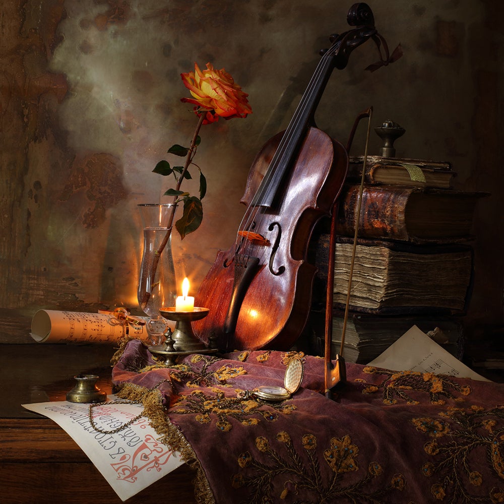 Papier peint photo Still Life With Violin And Rose