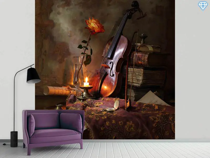 Wall Mural Photo Wallpaper Still Life With Violin And Rose