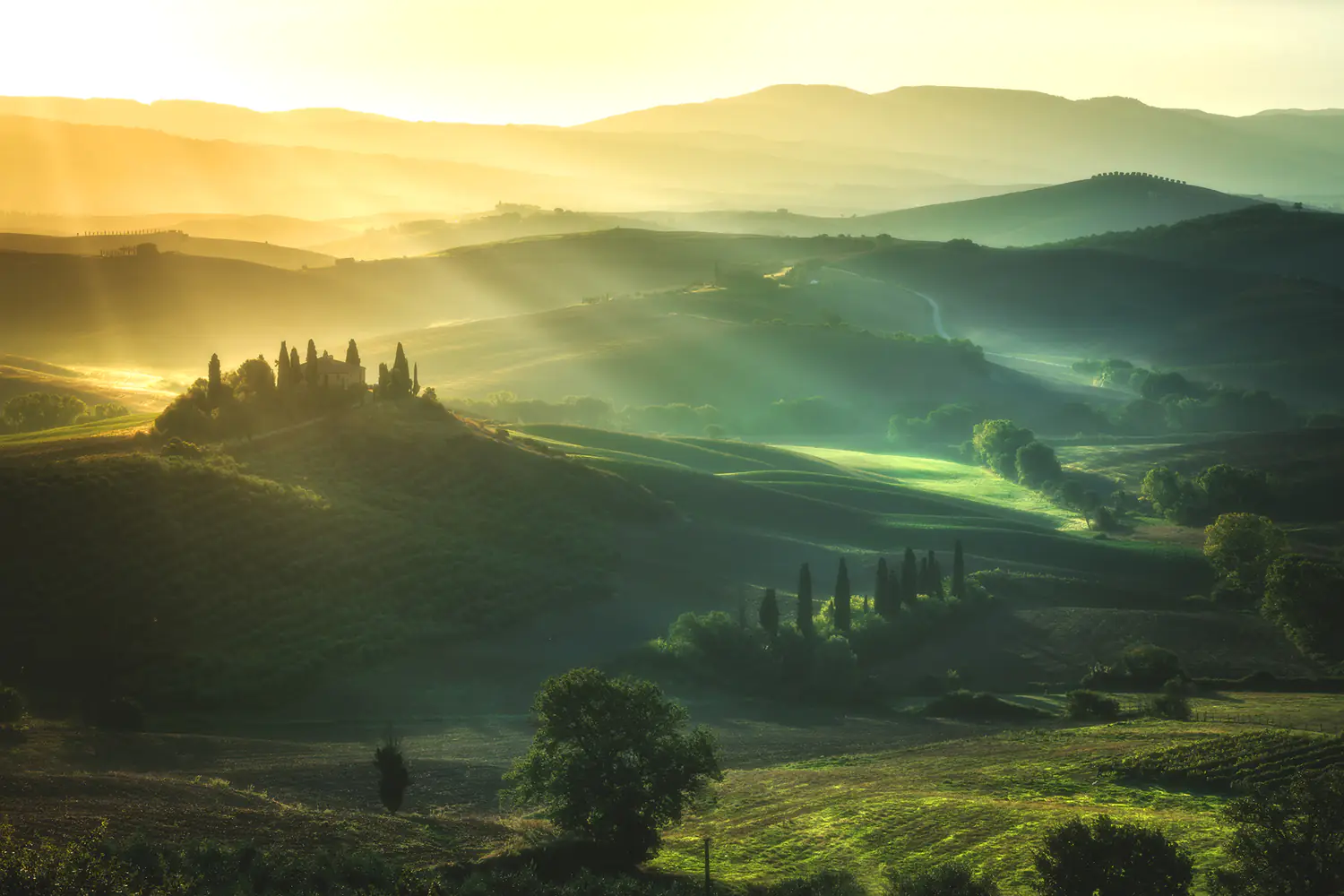 Fototapet Tuscany - Val DOrcia Sunrise