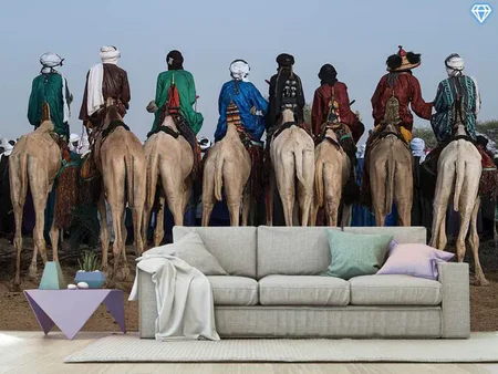 Fotobehang Watching The Gerewol Festival From The Camels - Niger