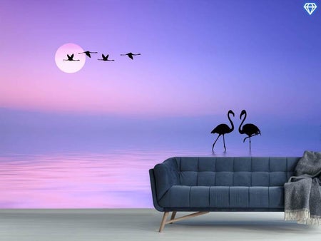 Valokuvatapetti Flying Flamingo