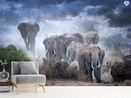 Fotobehang Elephants Of Amboseli