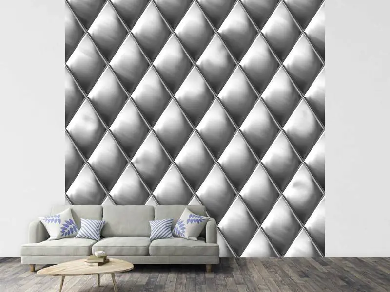 Wall Mural Photo Wallpaper 3D Lozenges Silver-Grey