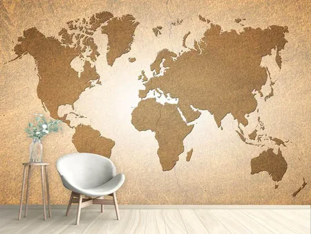 Photo Wallpaper Map Of The World In Vintage