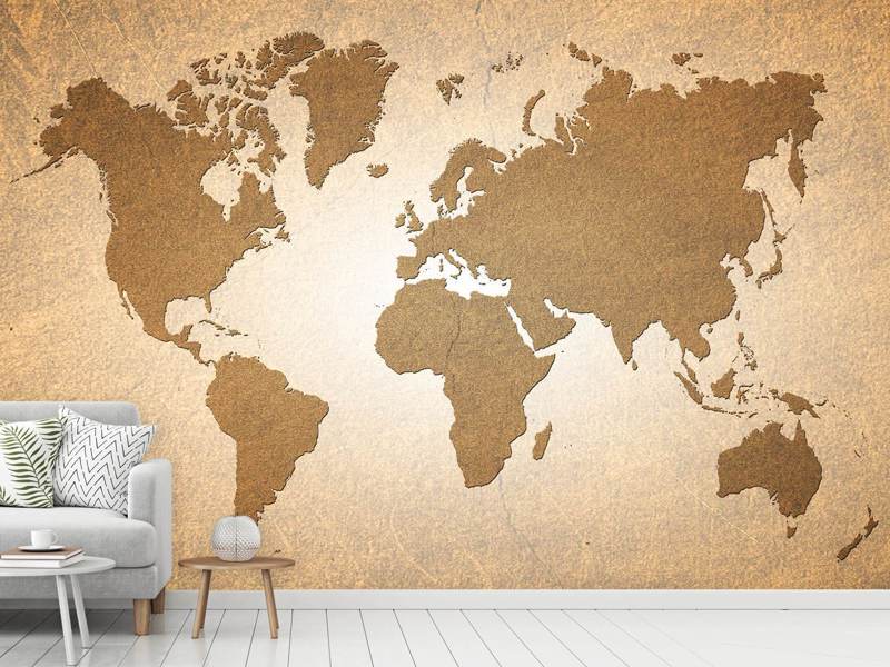 Fotobehang Map Of The World In Vintage