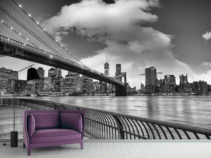 Fototapet Skyline Black And White Photography Brooklyn Bridge NY