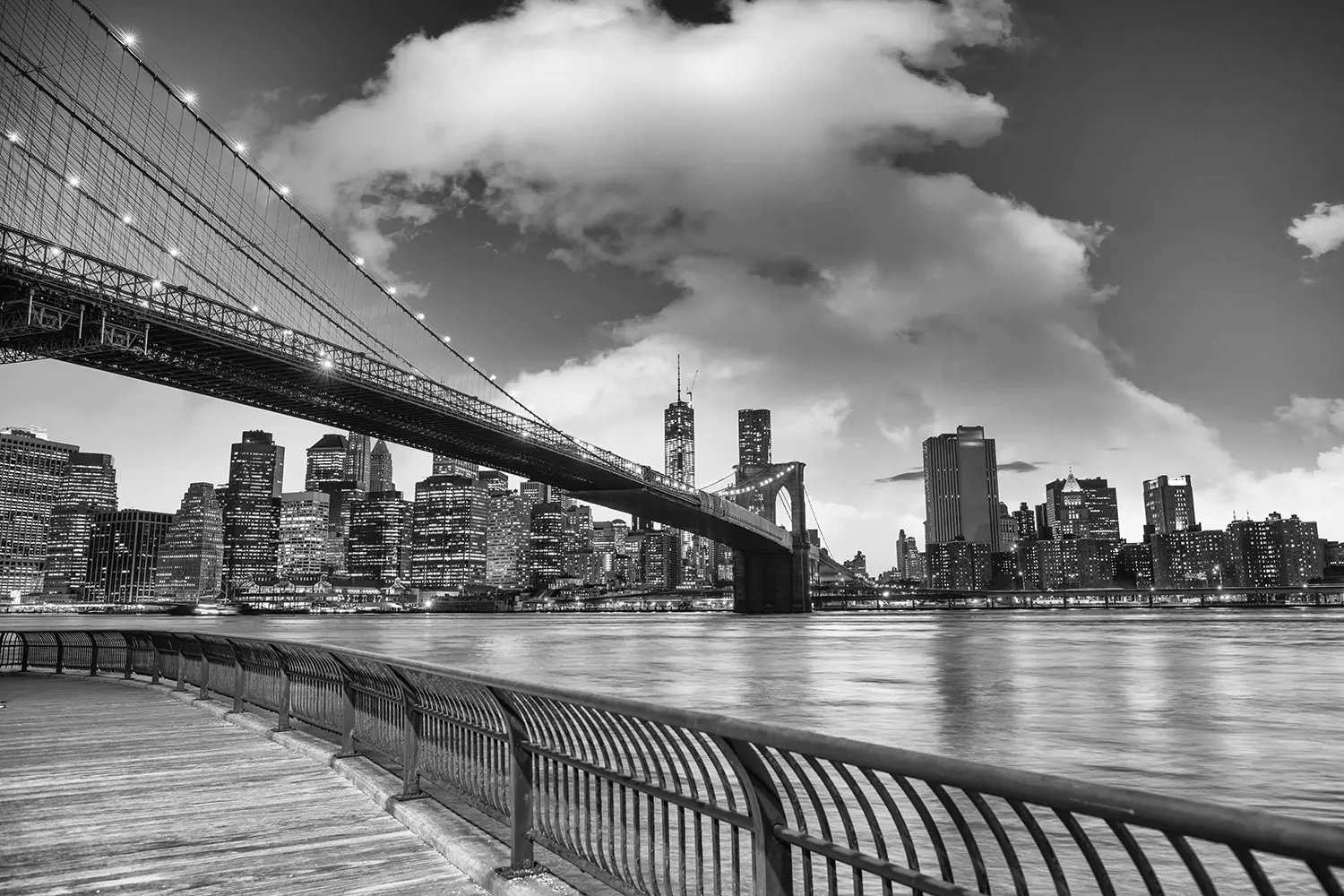 Valokuvatapetti Skyline Black And White Photography Brooklyn Bridge NY