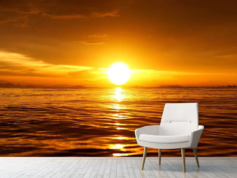 Wall Mural Photo Wallpaper Glowing Sunset On The Water