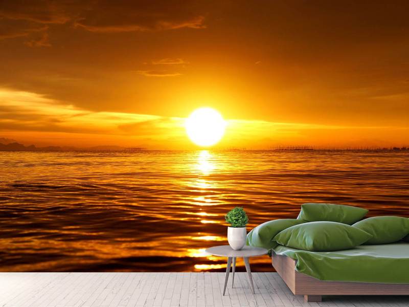 Wall Mural Photo Wallpaper Glowing Sunset On The Water