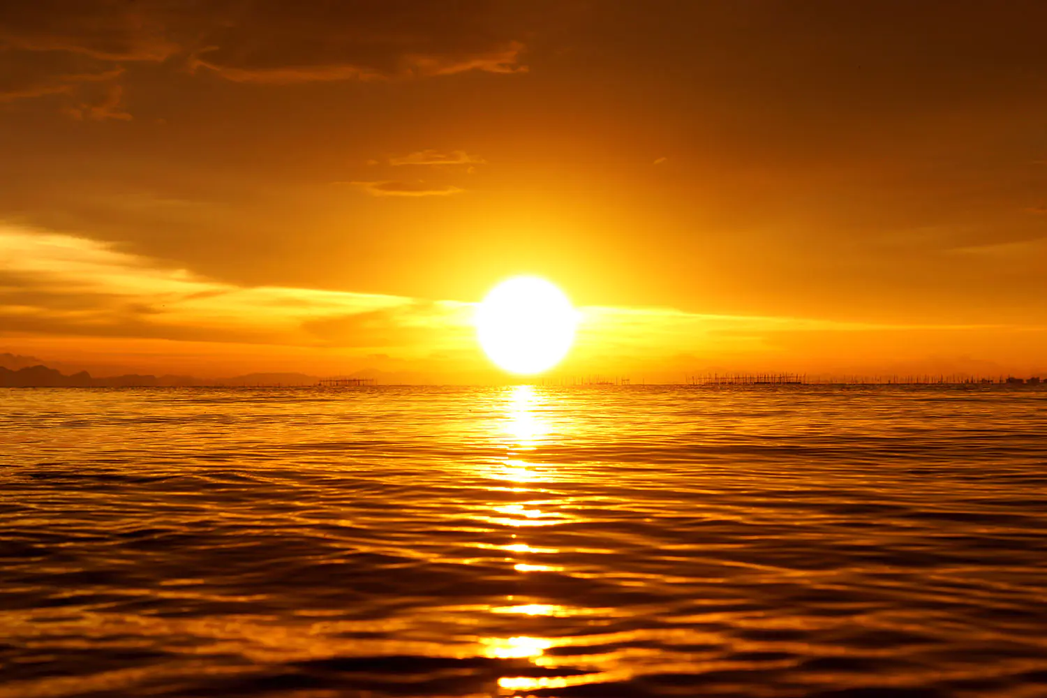 Valokuvatapetti Glowing Sunset On The Water