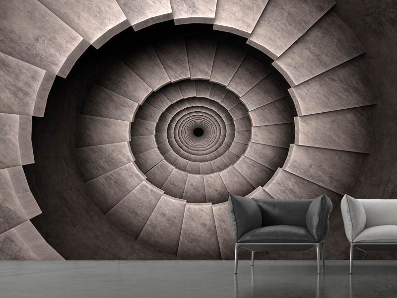 Premium Photo  A 3d art installation with a spiral staircase.