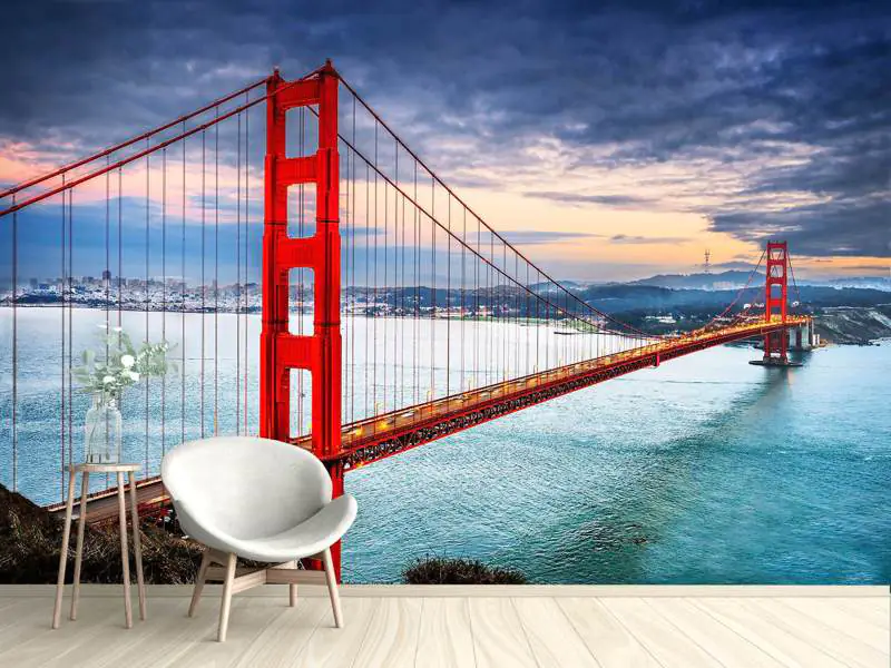 Wall Mural Photo Wallpaper The Golden Gate Bridge At Sunset