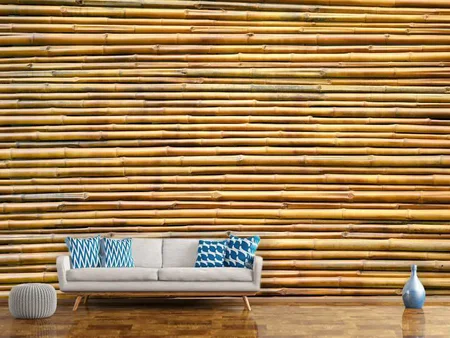 Papier peint photo Mur de bambou horizontal