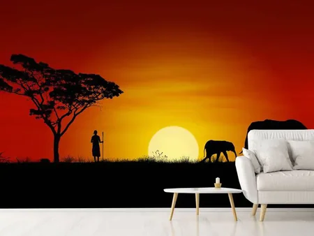 Papier peint photo Éléphant dans les steppes d'Afrique
