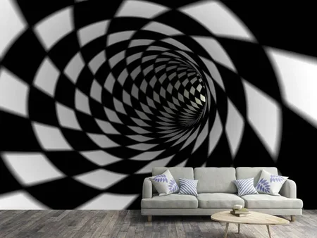 Fotomurale Tunnel astratto in bianco e nero