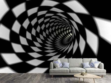 Fotobehang Abstract Tunnel Black & White