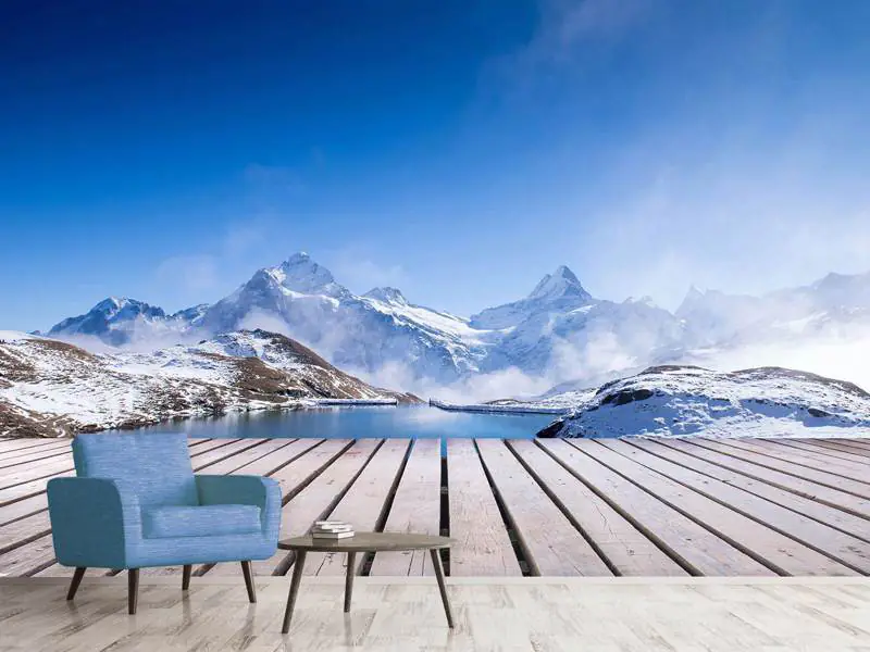 Wall Mural Photo Wallpaper Sundeck At The Swiss Mountain Lake